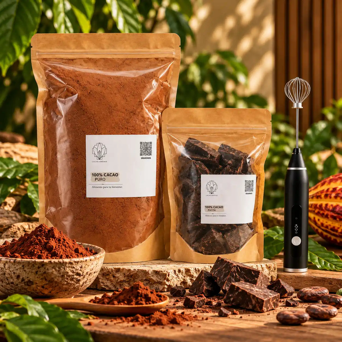 CACAO POLVO KG + CACAO PASTA 500 GR + BATIDOR ELÉCTRICO DE REGALO