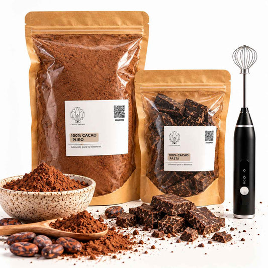 CACAO POLVO KG + CACAO PASTA 500 GR + BATIDOR ELÉCTRICO DE REGALO