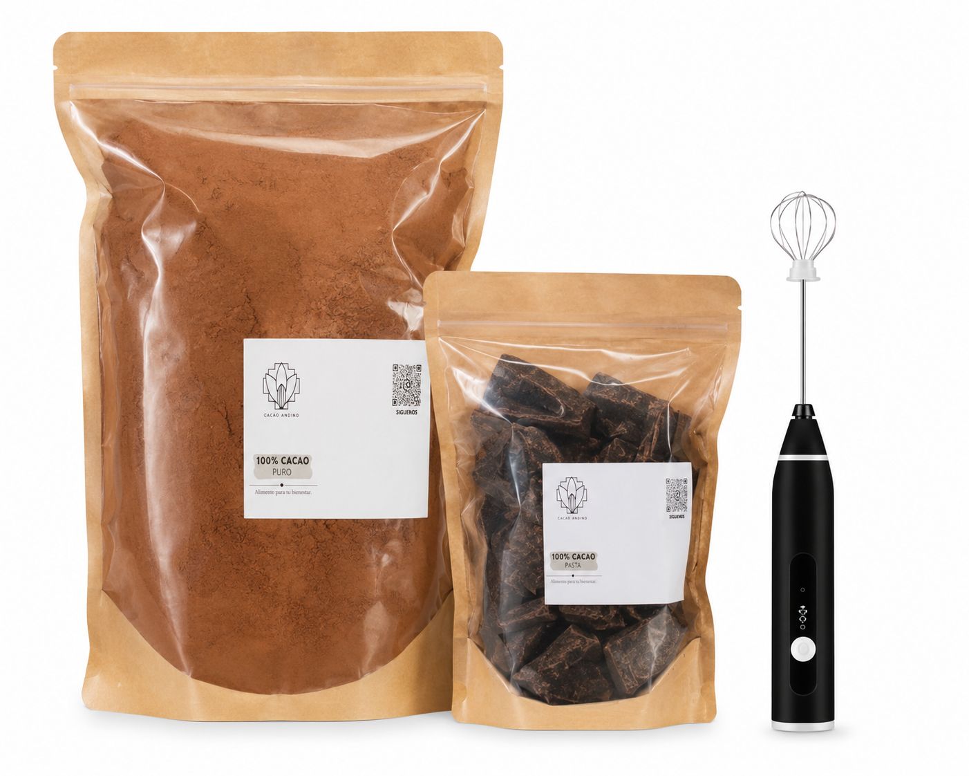 Cacao Polvo Kg + Cacao Pasta 500 gr + Batidor Eléctrico de Regalo